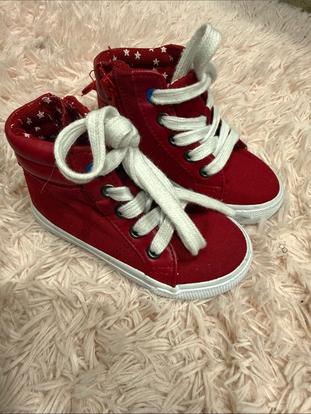 Cat & Jack Red High-Top Kids Sneakers with White Laces